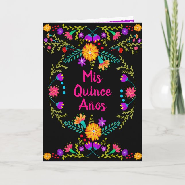 Invitation Mis Quince Anos Black Mexican Fiesta Quinceanera (Devant)