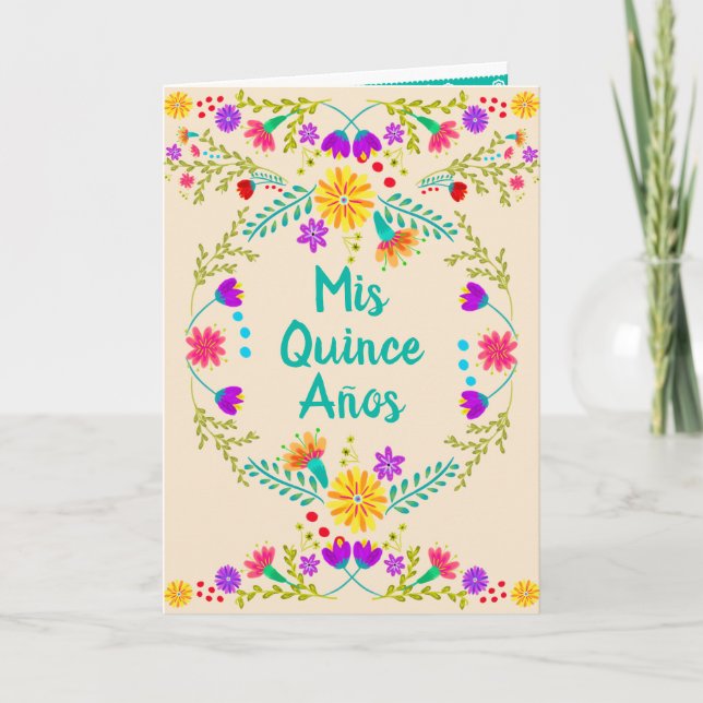 Invitation Mis Quince Anos Floral Champagne Quinceanera Party (Devant)