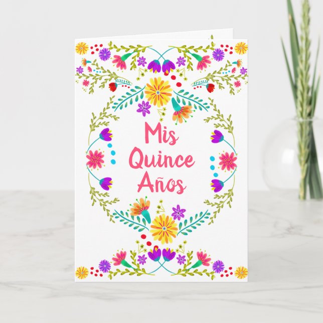 Invitation Mis Quince Anos Mexicaine Fiesta Floral Quinceaner (Devant)