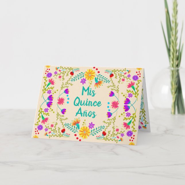 Invitation Mis Quince Anos Mexicaine Floral Quinceanera (Devant)