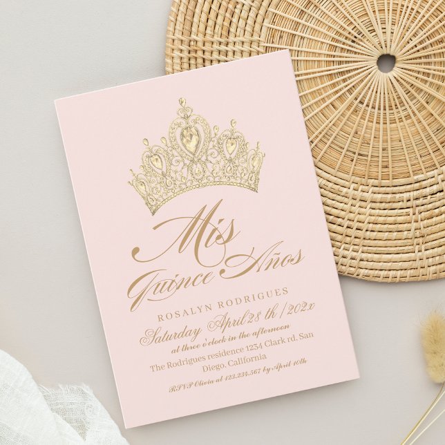 Invitation Mis Quince Anos Pink Gold Elegant (Créateur téléchargé)