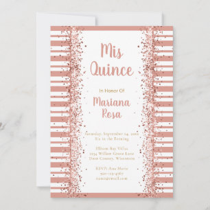 Invitation Mis Quince Blush Parties scintillant rose Quinceañ