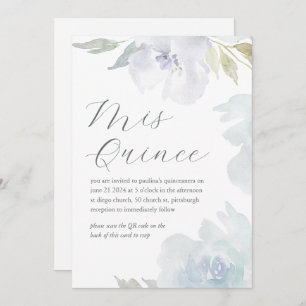 Invitation Mis Quince Floral Anniversaire Quinceañera QR Code