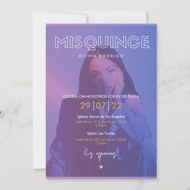 Invitation Mis Quince neo moderno con foto (Devant)
