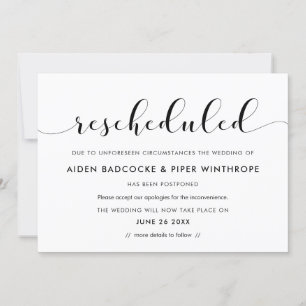Invitation Mise à jour de la date du mariage reprogrammée