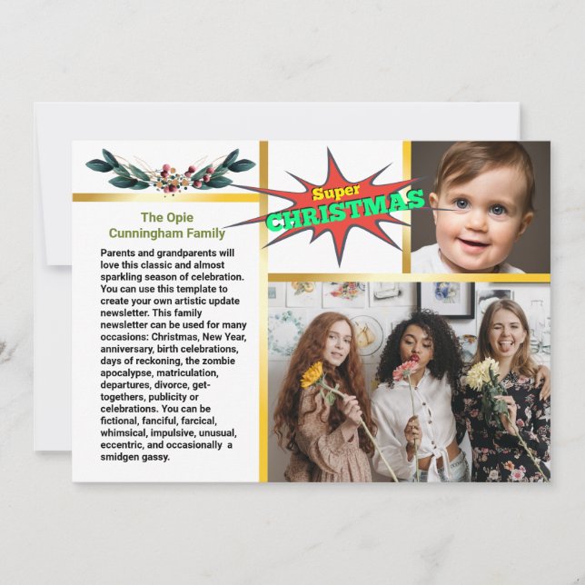 Invitation Mise à jour de la famille 🎄 bulletin de Noël ✨ (Devant)