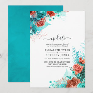 Invitation Mise à jour de mariage floral rustique turquoise e