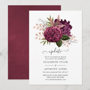 Invitation Mise à jour de mariage floral vintage Marsala et o