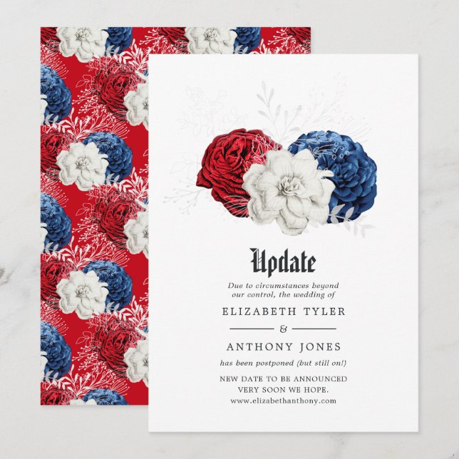 Invitation Mise à jour des Mariages blancs et bleus américain (Devant / Derrière)