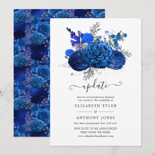 Invitation Mise à jour des Mariages floraux Royal Blue et Sil