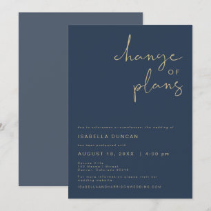 Invitation Mise à jour du mariage CAITLIN Navy Gold Changemen