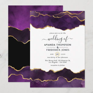 Invitation Mise à jour du mariage en Agate Violet et Or