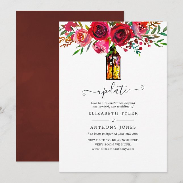 Invitation Mise à jour du Mariage Floral Aquarelle (Devant / Derrière)