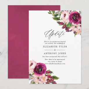 Invitation Mise à jour du Mariage floral Aquarelle Marsala et