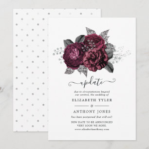 Invitation Mise à jour du mariage floral noir et argent Marsa