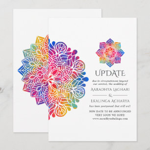 Invitation Mise à jour du mariage indien Mandala Arc-en-ciel