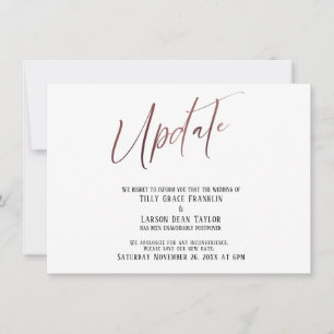 Invitation Mise à jour du Mariage reportée de l'écriture manu