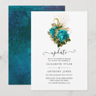 Invitation Mise à jour du mariage Turquoise et Or de la Forêt