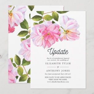 Invitation Mise à jour du report de mariage dans le jardin de