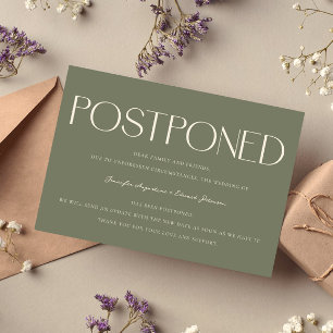 Invitation Mise à jour minimaliste du Mariage reporté Sage Gr