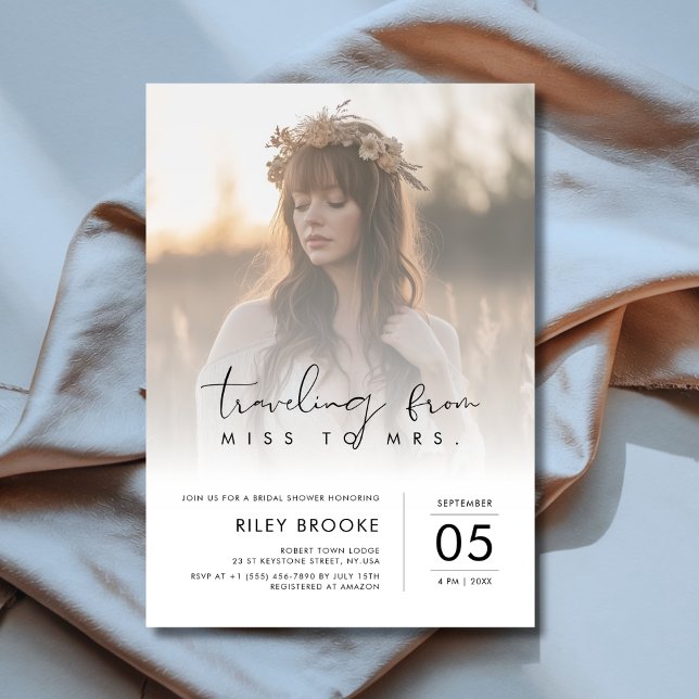 Invitation Miss À Mme Boho Fête des mariées Florale Photo (Créateur téléchargé)