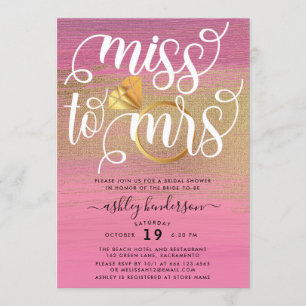 Invitation Miss À Mme Chic Fête de l'mariée