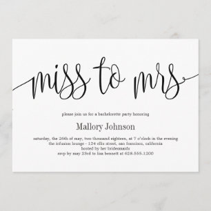 Invitation Miss À Mme EDITABLE COLOR Bachelorette Party