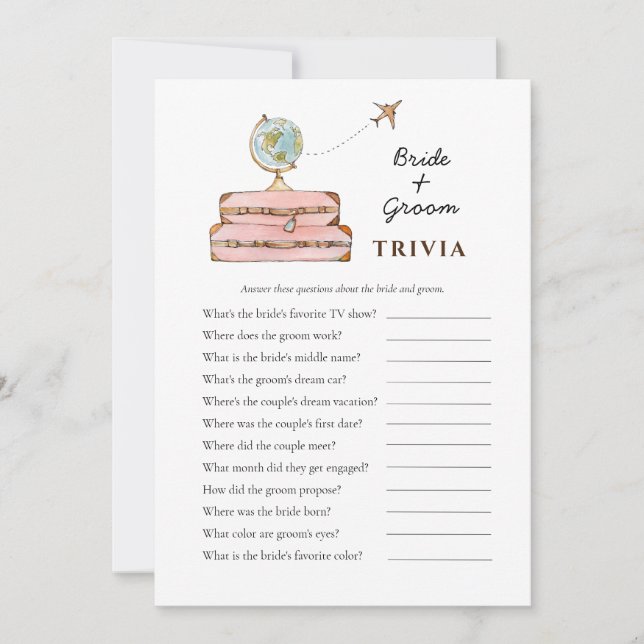 Invitation Miss à Mme Fête des mariées Trivia jeux (Devant)