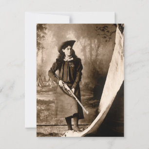 Invitation Miss Annie Oakley avec pistolet, Portrait photo Vi