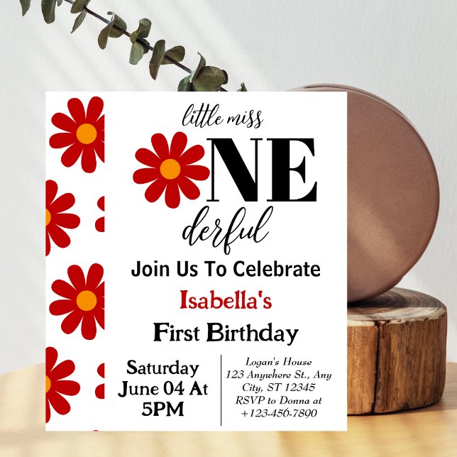 Invitation Miss Onederful Girl 1er anniversaire (Créateur téléchargé)