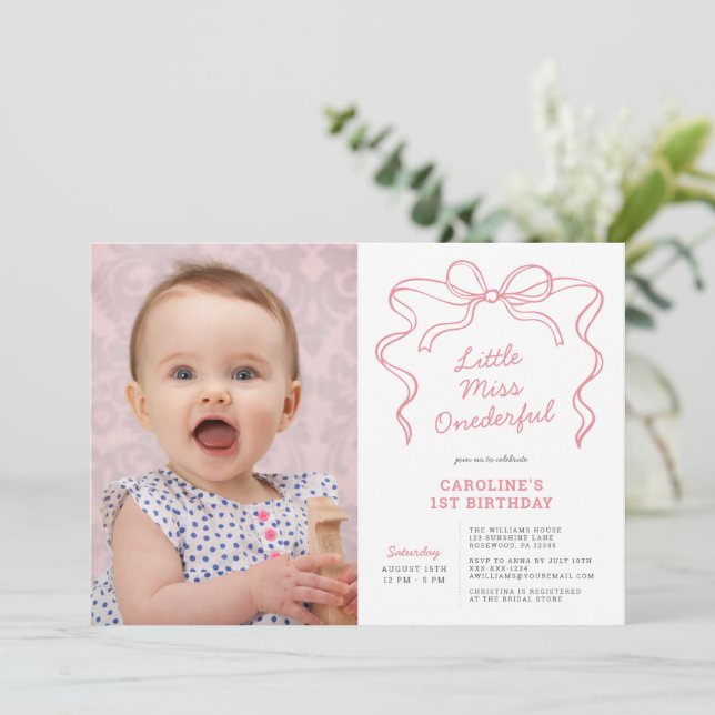 Invitation Miss Onederful Premier anniversaire (Debout devant)