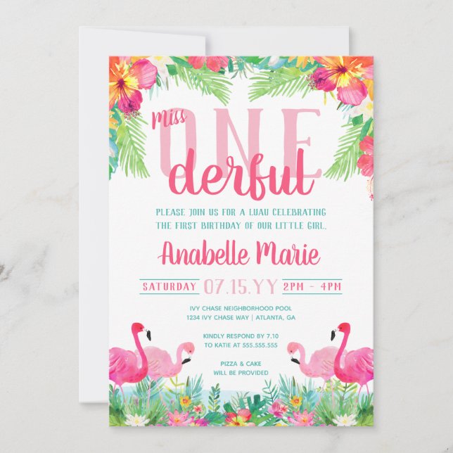 Invitation Miss ONEderful Premier anniversaire Luau (Devant)