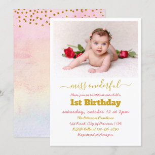 Invitation Miss Onederful Simple Photo 1er anniversaire