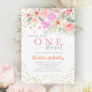 Invitation Miss Onederful Vibrant Girl 1er anniversaire