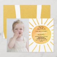 Miss Sunshine Watercolor 1ère photo d'anniversaire