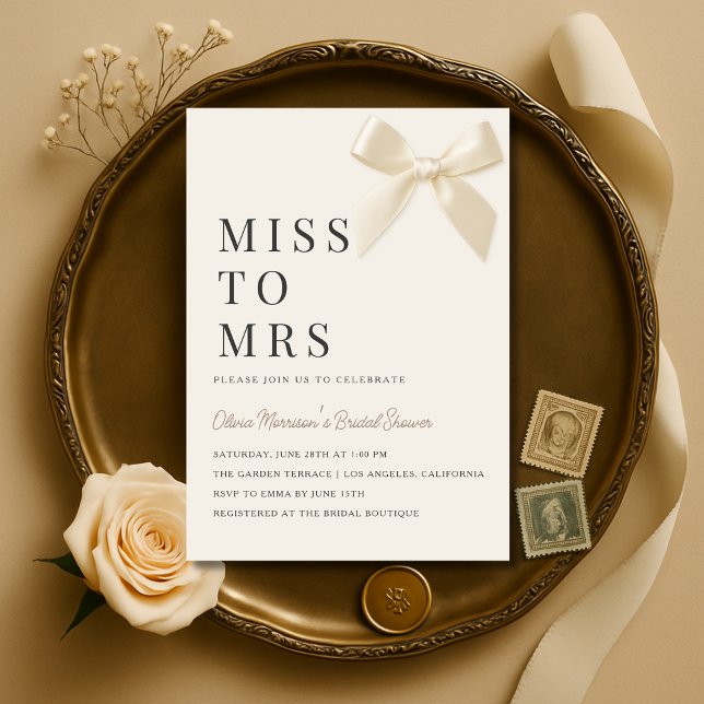 Invitation Miss to Mrs Coquette Bow Bridal Shower (Créateur téléchargé)