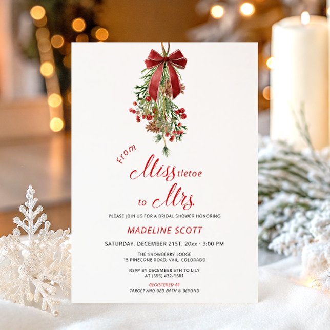 Invitation Miss to Mrs Mistletoe Christmas Bridal Shower (Créateur téléchargé)