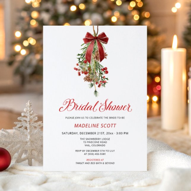 Invitation Mistletoe Christmas Winter Bridal Shower (Créateur téléchargé)