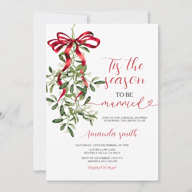 Invitation Mistletoe La saison du mariage Fête des mariées (Devant)