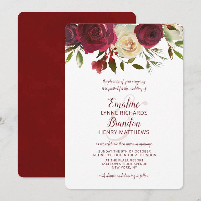 Invitation Mistletoe Manor Aquarelle couleur haut Mariage fro (Devant / Derrière)