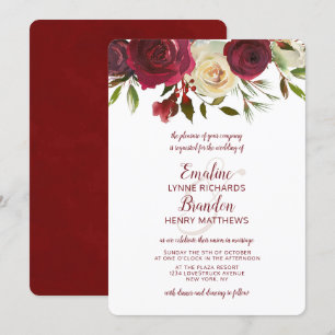 Invitation Mistletoe Manor Aquarelle couleur haut Mariage fro