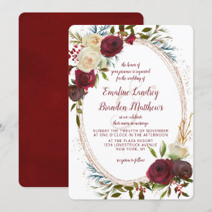 Invitation Mistletoe Manor Aquarelle Élégant Mariage ovale
