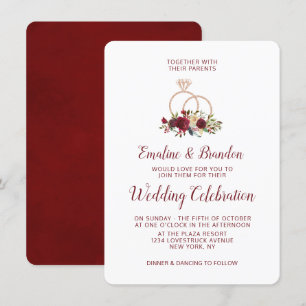 Invitation Mistletoe Manor Rose Gold Sparkle Rings Mariage