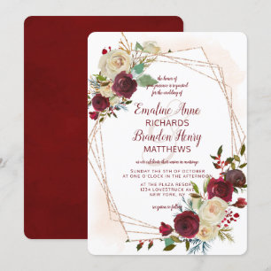 Invitation Mistletoe Manor Rose Mariage géométrique or