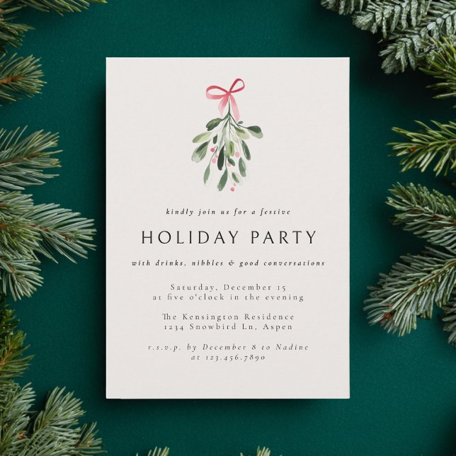 Invitation Mistletoe Modern Elegant Christmas Party Holiday (Créateur téléchargé)