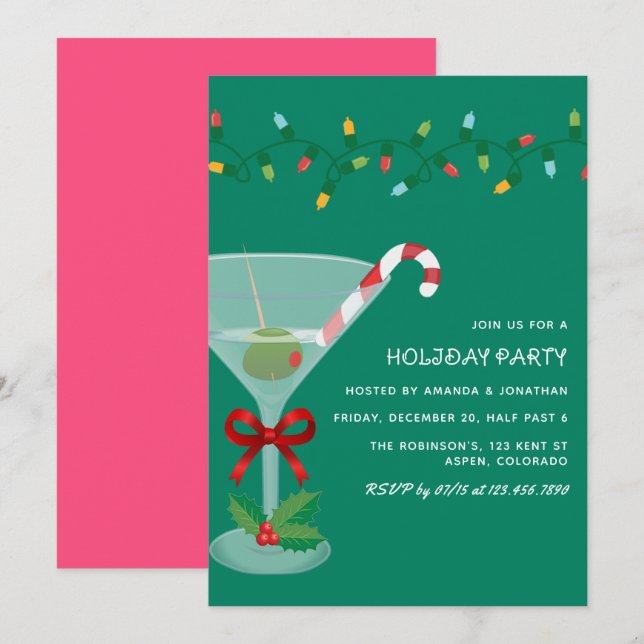 Invitation Mistletoe Pop Christmas Holiday Cocktail Party (Devant / Derrière)