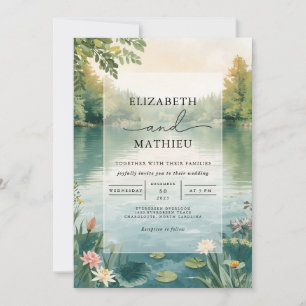 Invitation Misty Lake Floral Romance Mariage
