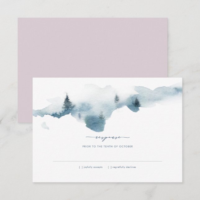 Invitation Misty Mountains Wedding Réponse RSVP (Devant / Derrière)