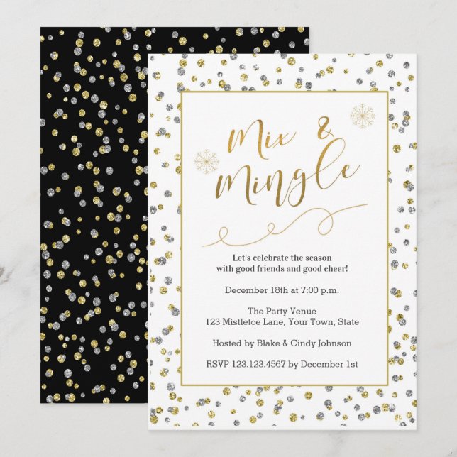 Invitation Mix & Mingle Holiday Faux Parties scintillant Part (Devant / Derrière)