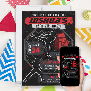 Invitation MIXED MARTIAL ART Karate Ninja Parti Anniversaire 